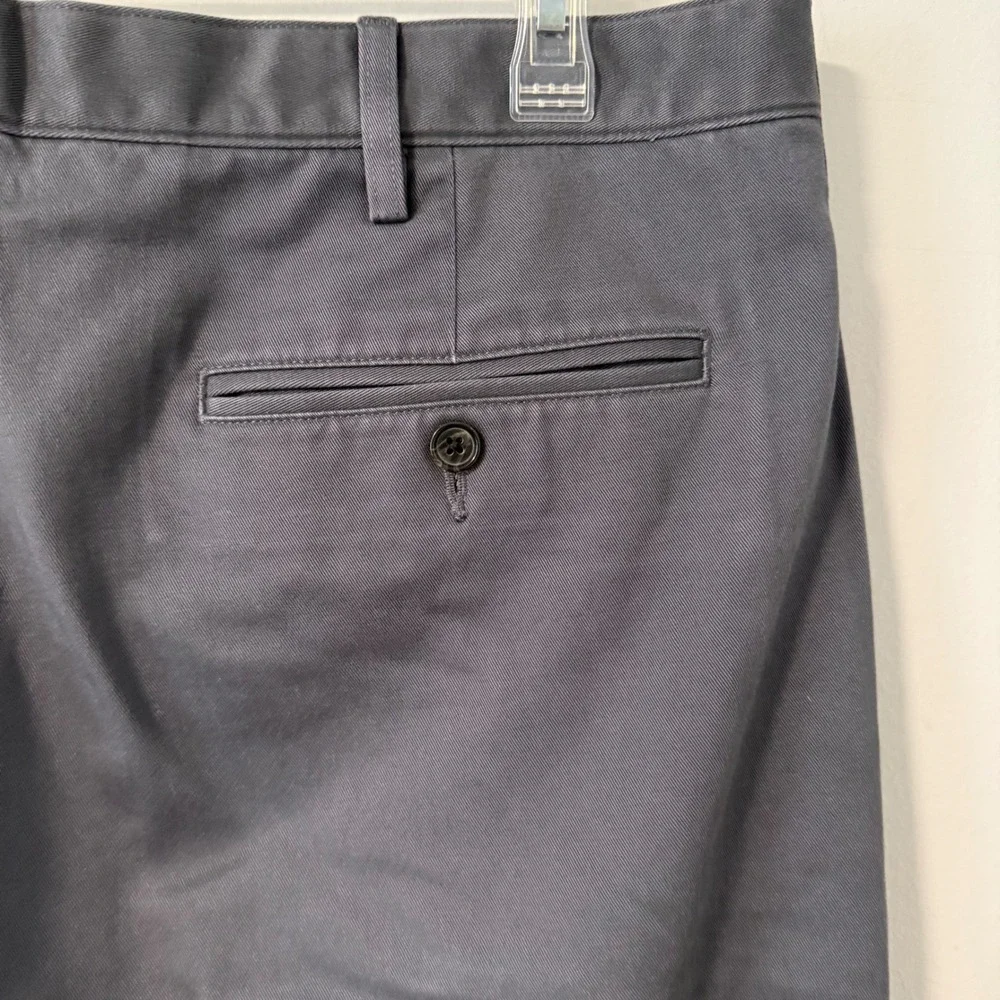 Lands End No Iron Traditional Fit Chinos Gray Cotton Flat Front Pants 40x33